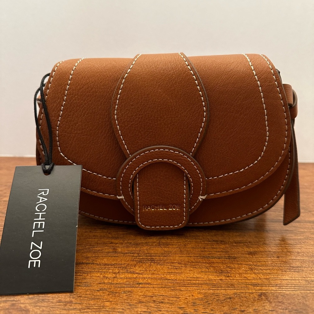 Rachel Zoe Edessi Vegan Leather Saddle Crossbody Belt Bag Brown Adjustable Strap - Picture 3 of 5
